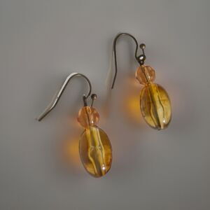 Amber Dangle Earrings With Copper French Hooks Vintage